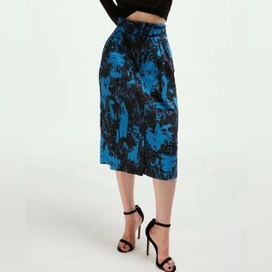 Smart and Joy France High Waist Skirt in Blue and Black Print